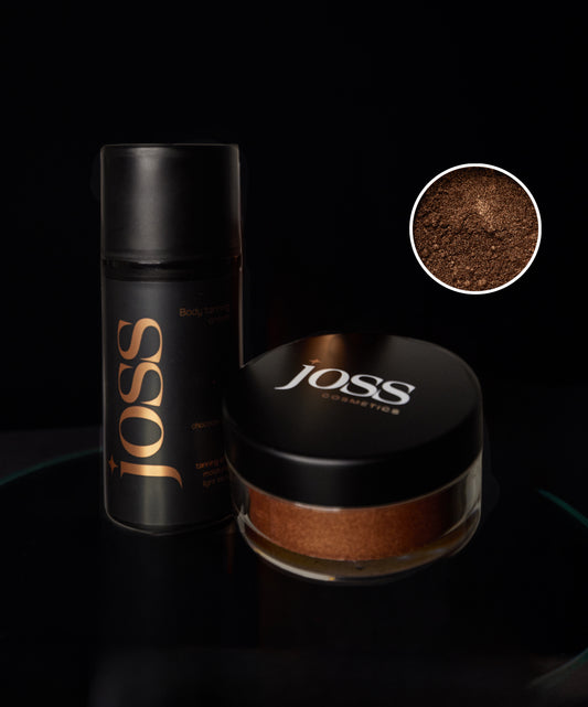 Tanning cream + Sparkling loose powder (Gold brown)