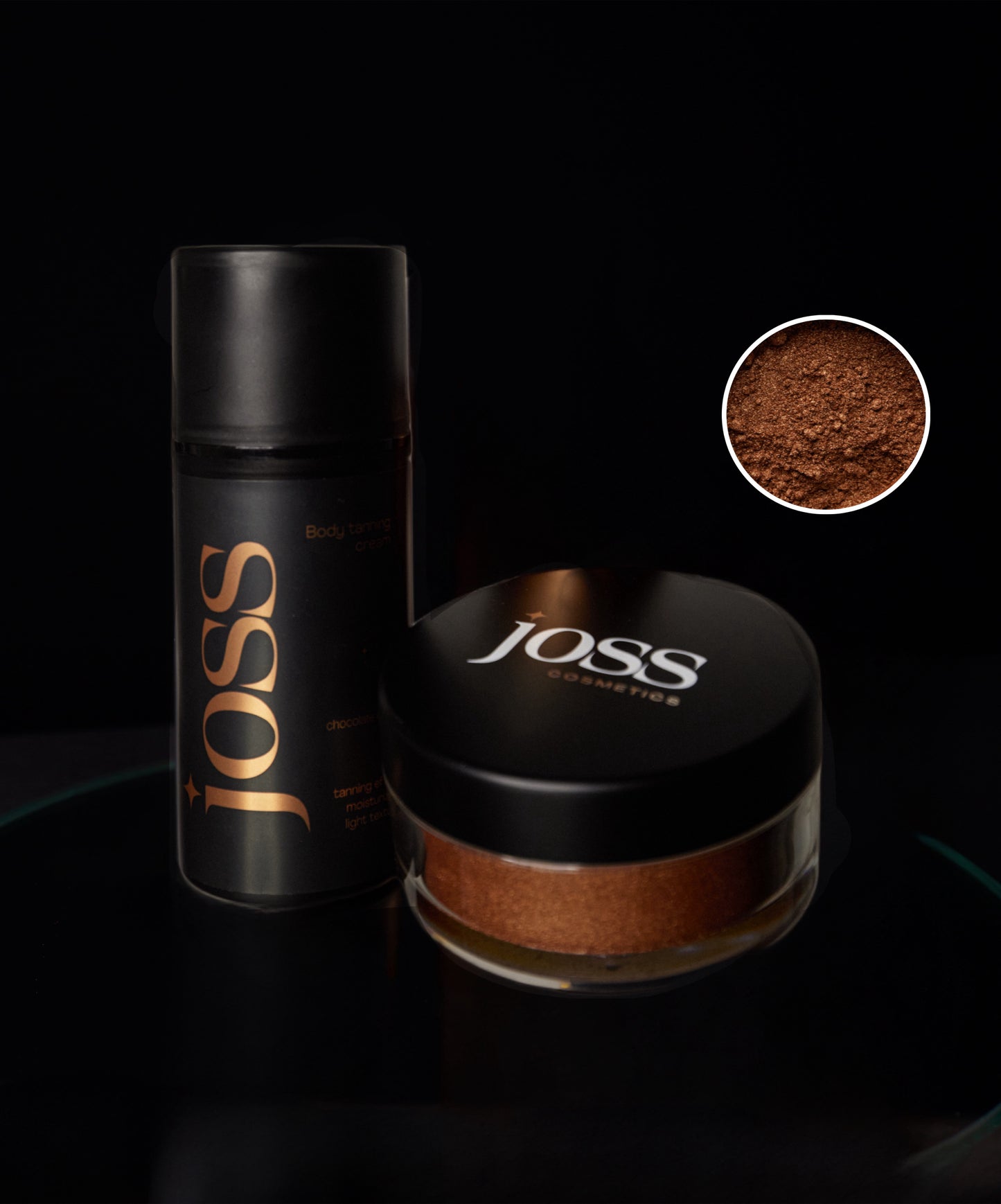 Tanning cream + Sparkling loose powder (bronze)